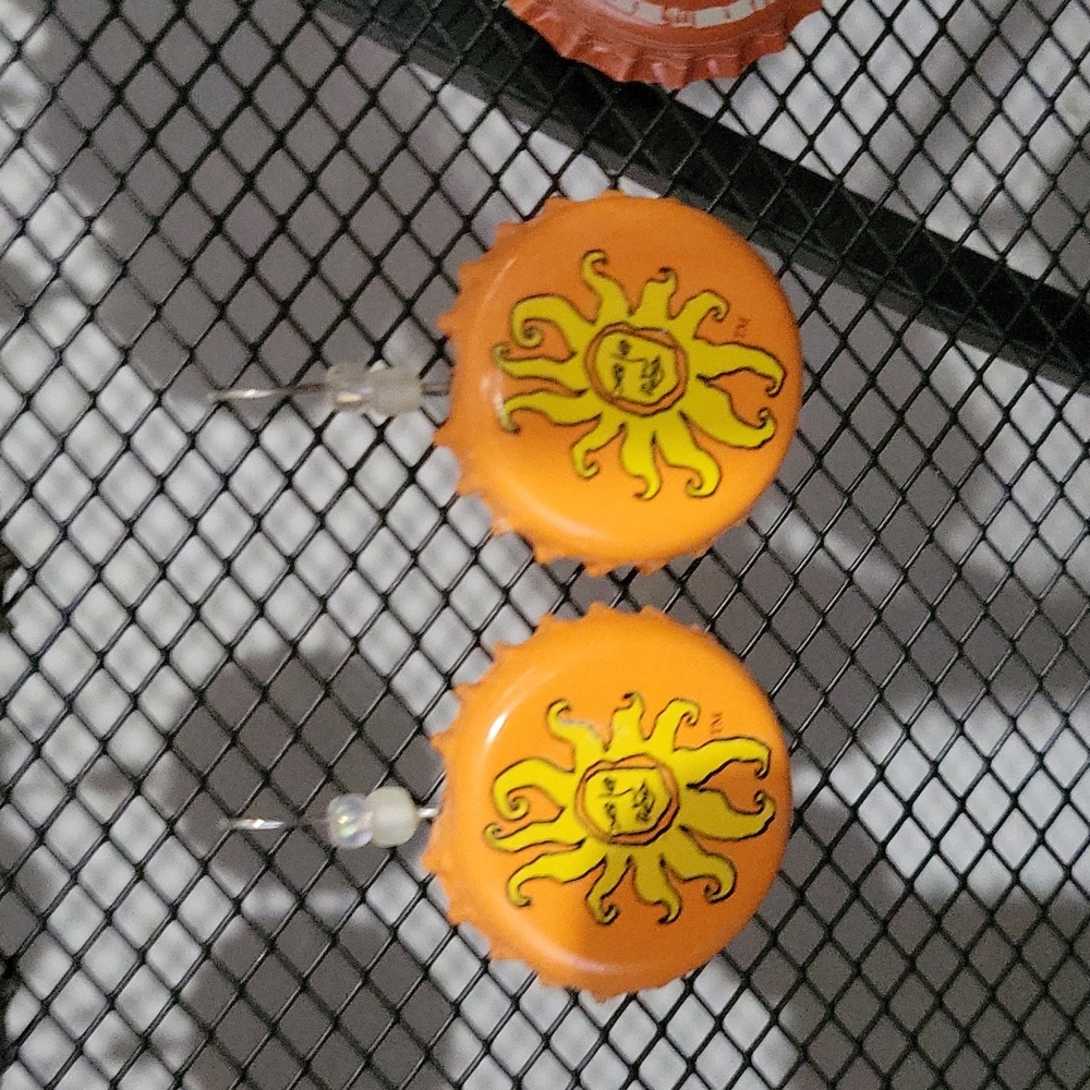 NWT Sunshine bottle cap earrings